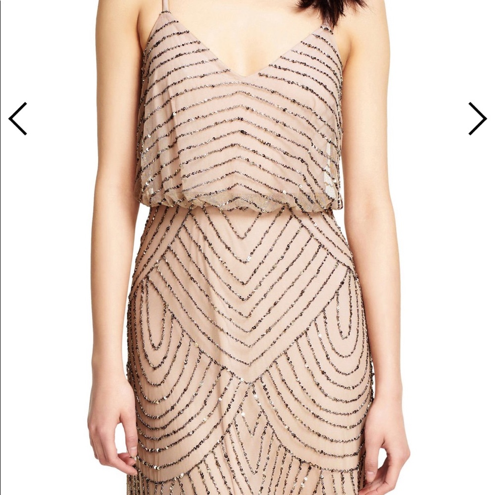 Adrianna Papell Art Deco Blouson Beaded Gown - Picture 3 of 4